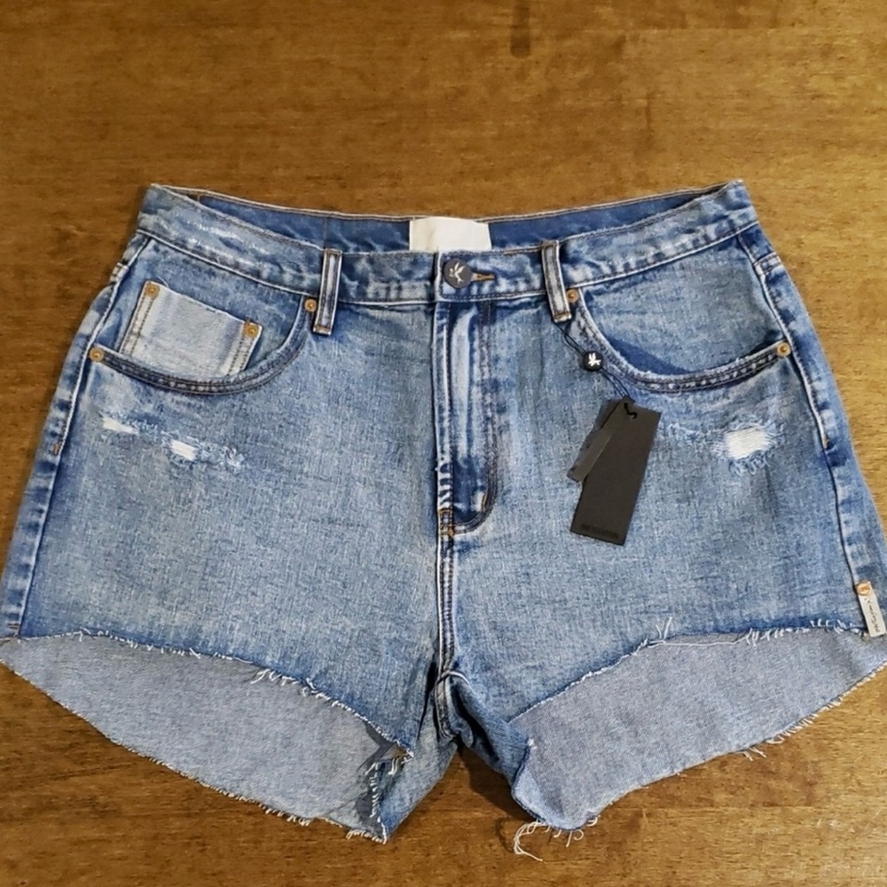 One Teaspoon Women's Blue Denim Trucker Shorts 33